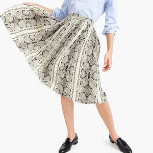 J. CREW Pleated midi skirt in snakeskin print M0587 // 0